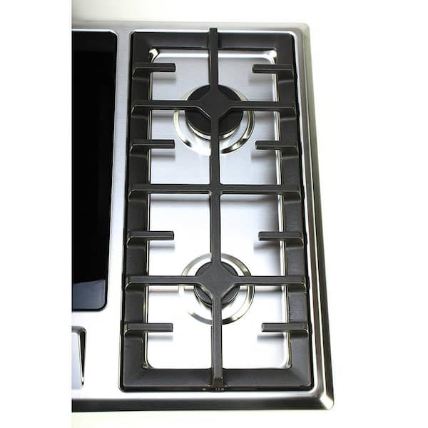 True Induction 25 in Induction and GAS Combo Cooktop in Black and Stainless