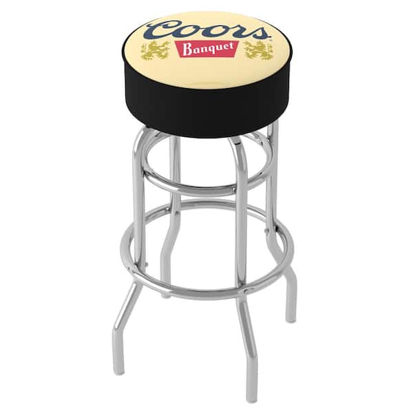 Coors Banquet Logo 31 in. Yellow Backless Metal Bar Stool with Vinyl Seat