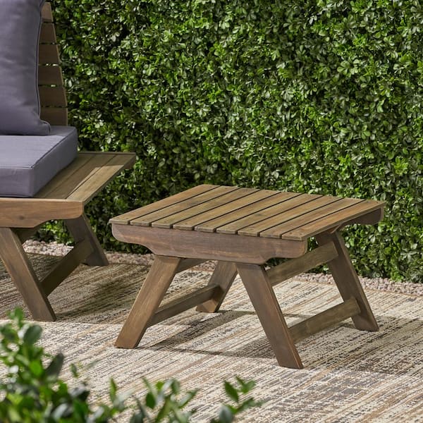 Noble House Sedona Grey Square Acacia Wood Outdoor Side Table