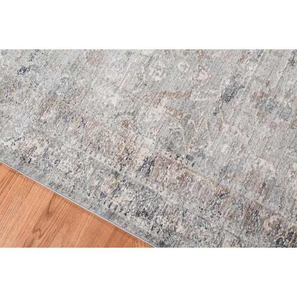 Fairmont 2 x 3 Slate Bordered Pattern Area Rug for High Traffic Living Room Dining Room Bedroom