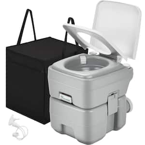 2.64 Gal. Gray Portable Toilet No Leakage Outdoor Camping Flush Toilet with Waste Tank