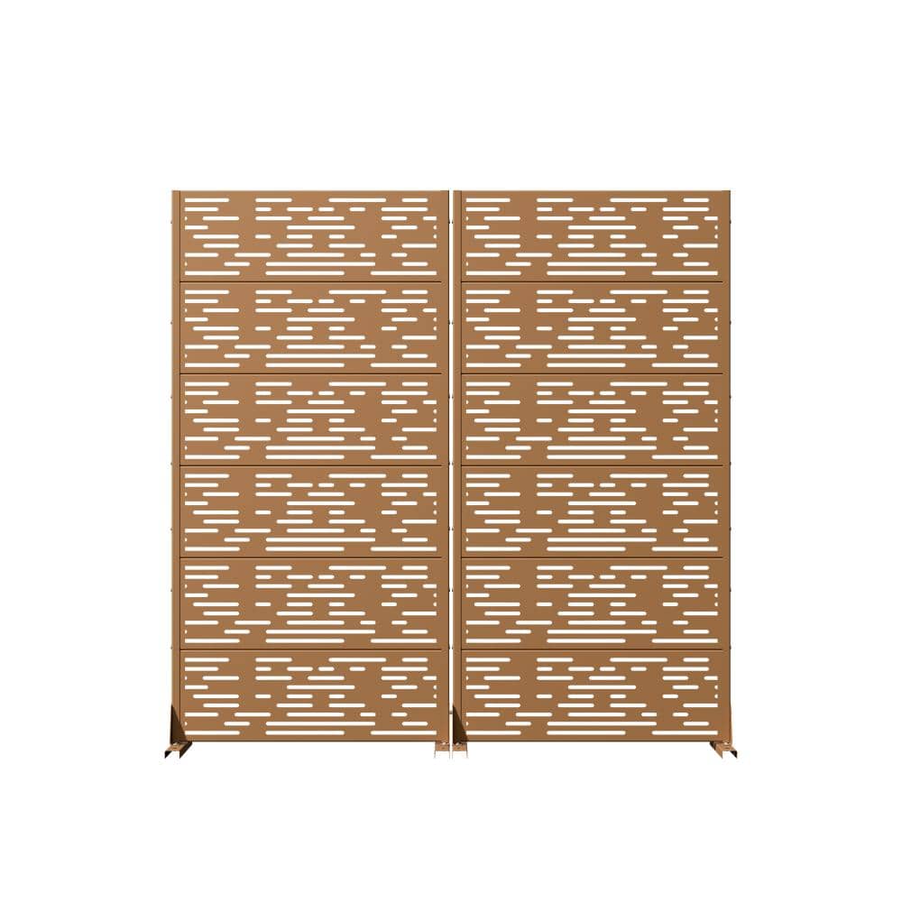 "72"" H x 35"" W Brown Outdoor Privacy Screen, Freestanding Metal Fence Panel & Divider for Patio & Garden (Set of 2)" price history on PriceWatchPro