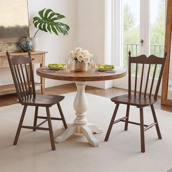 OrangeOne White Wave Spindle Back Dining Chairs Classic Solid Wood
