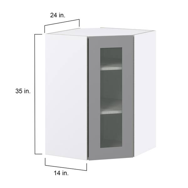 J COLLECTION Bristol Painted Slate Gray Shaker Assembled Wall Diagonal Corner Kitchen Cabinet (24 in. W x 40 in. H x 14 in. D)