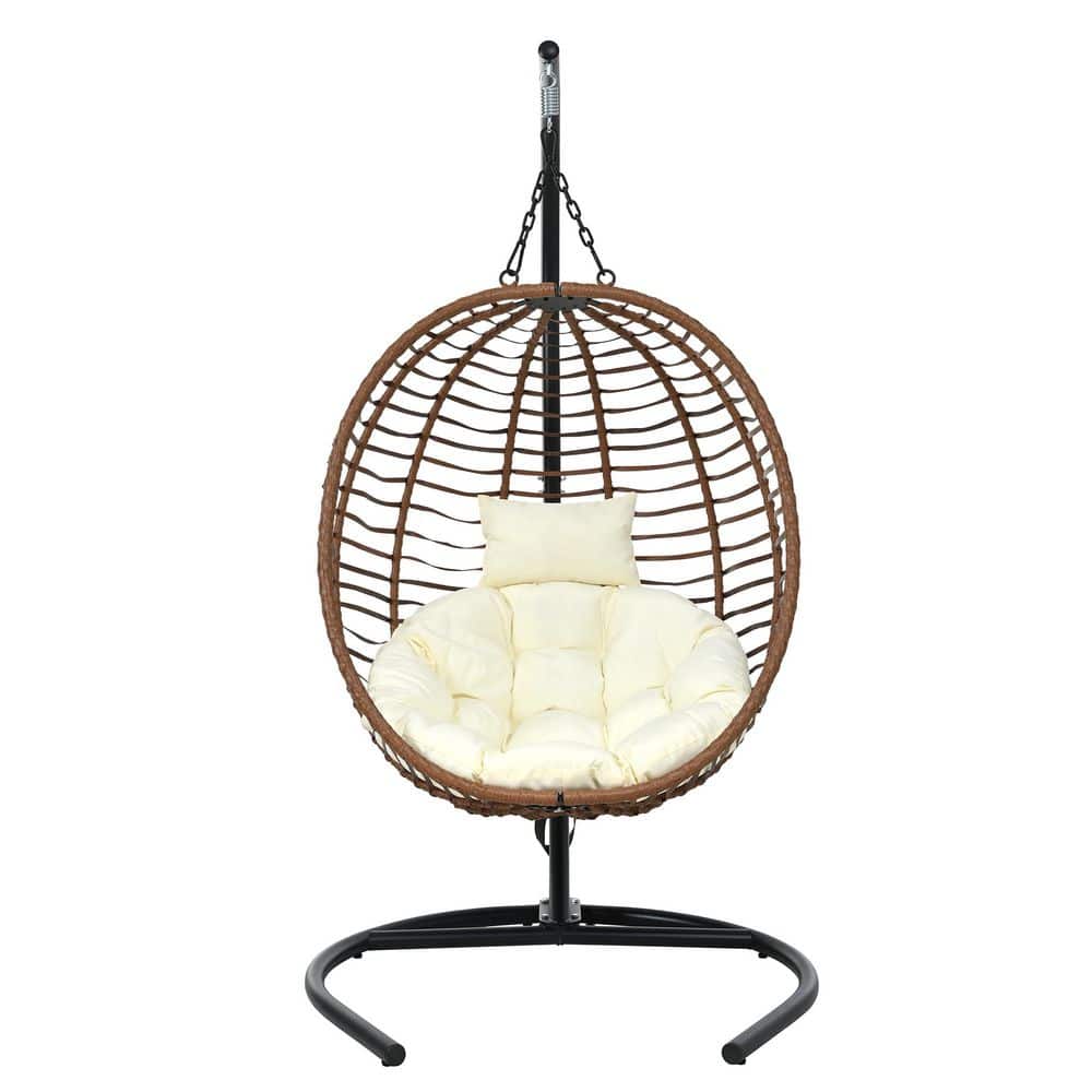 3.7 ft. Free Standing Hammock with Stand, Adjustable Anti-Slip Feet in Brown/Beige