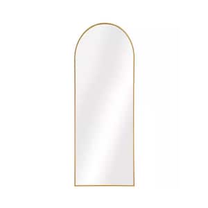 23 in. W x 65 in. H Modern Arch Framed Gold Floor Mirror for Living Room