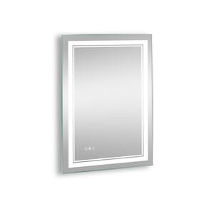 24 in. W x 32 in. H Medium Rectangular Iron Frameless Dimmable Wall Bathroom Vanity Mirror in Silver