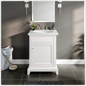 Elitist 24 in. W x 22 in. D x 34 in. H Freestanding Single Sink Bath Vanity in White with White Carrara MarbleTop