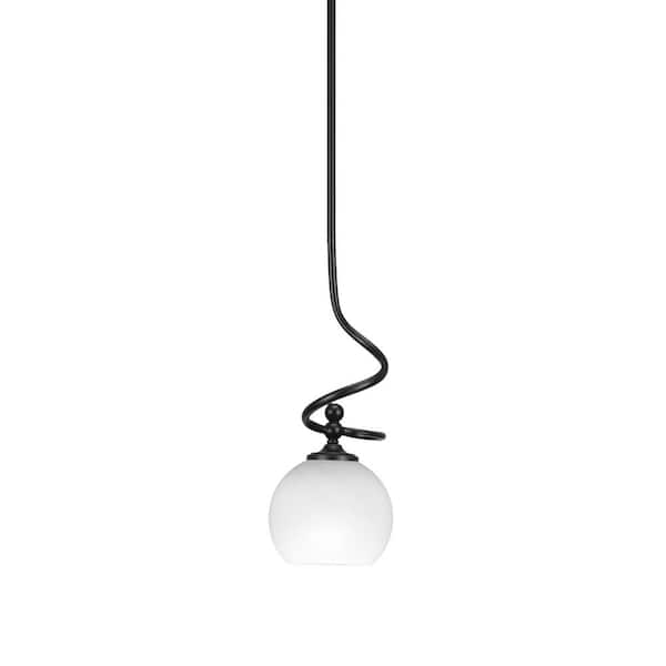 Royale 100 W 1-Light Matte Black Standard Mini Pendant Light with Glass Shade