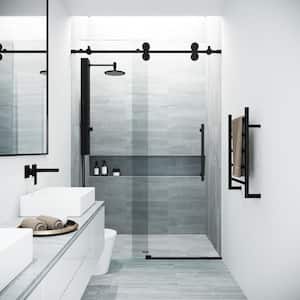 Elan 56 to 60 in. W x 74 in. H Frameless Sliding Shower Door in Matte Black with 3/8 in. (10 mm) Clear Glass