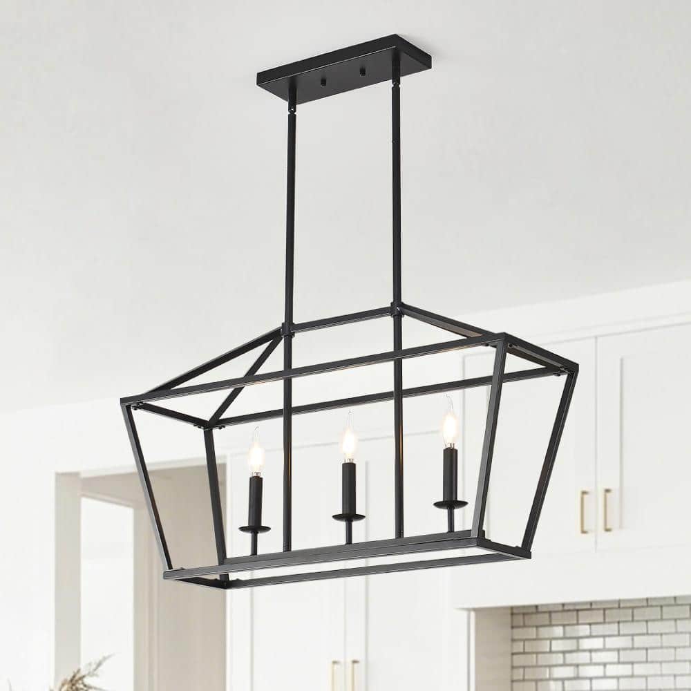 3-Light Industrial Metal Matte Black Linear Chandelier Hanging Pendant Light Fixture (No Bulbs) price history on PriceWatchPro