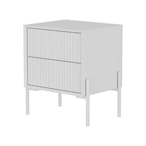 FUFU&GAGA 2 Drawers And Open Shelf, White Wooden Nightstand, End Table ...