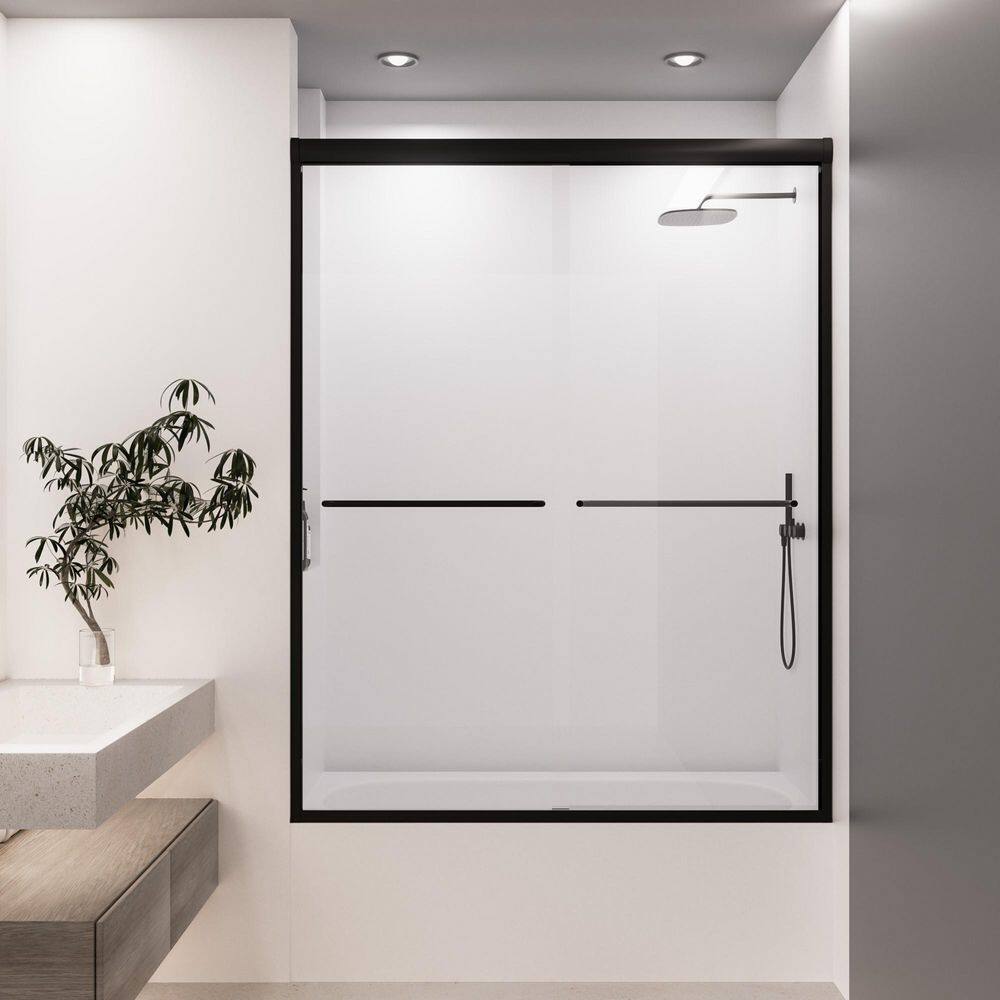 60 in. W x 62 in. H Double Sliding Framed Tub Door in Matte Black with SGCC 1/4 in. Tempered Clear Glass price history on PriceWatchPro