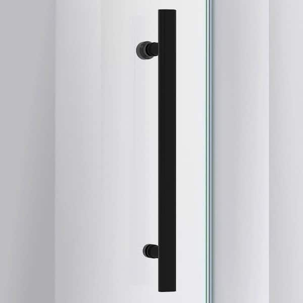 Enigma Air 60 in. W x 76 in. H Sliding Frameless Shower Door in Matte Black Finish with Clear Glass