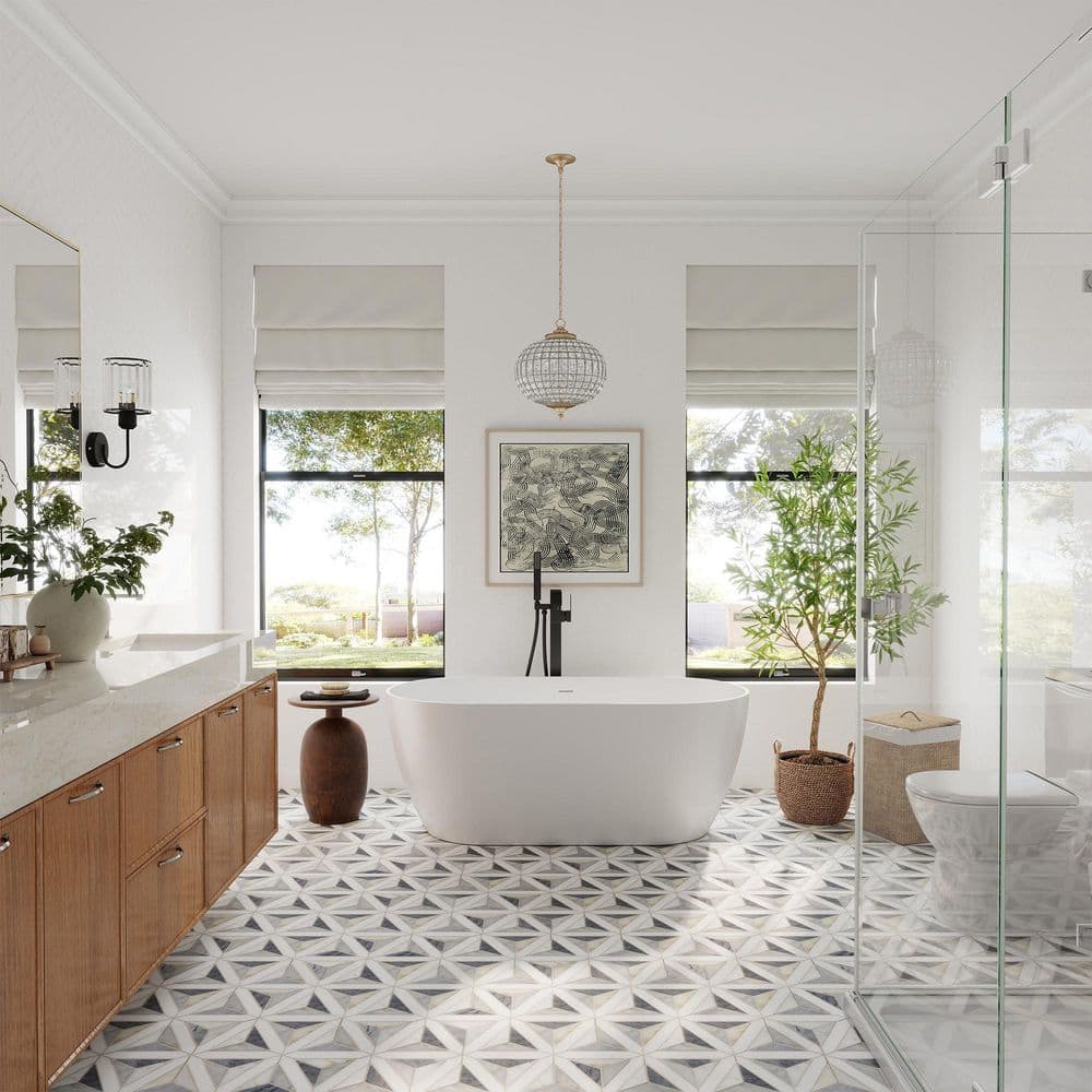 Matte Black Brass Floor-Mounted Freestanding Tub Filler