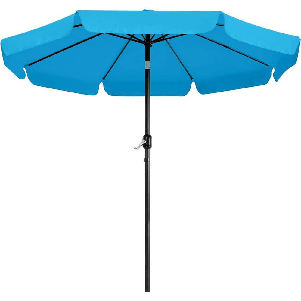 9 ft. Iron Market Tilt Patio Umbrella in Sky Blue