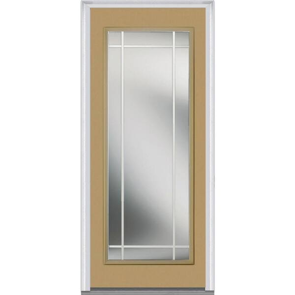 MMI Door 30 in. x 80 in. Prairie Internal Muntins Right-Hand Inswing Full Lite Clear Painted Steel Prehung Front Door