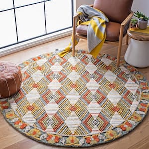 Trace Blue/Ivory 6 ft. x 6 ft. Chevron Round Area Rug
