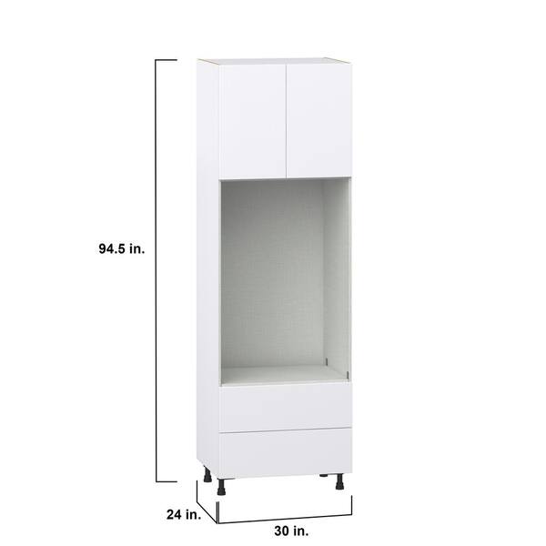 J COLLECTION Fairhope Bright White Slab Assembled Pantry Micro/Oven Kitchen Cabinet (30 in. W x 89.5 in. H x 24 in. D)