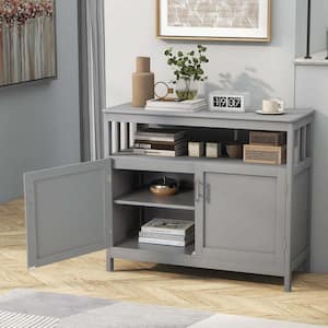 Gray Kitchen Buffet Wood 40 in. Server Sideboard Storage Cabinet with 2 Doors and Shelf