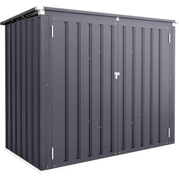 AECOJOY 5 ft. W x 3 ft. D Outdoor Galvanized Steel Horizontal Metal Shed with Lockable Multi-Opening Door Grey (16.2 sq. ft.)
