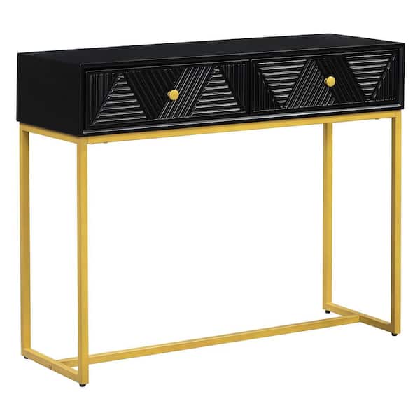 38 in. W x 14 in. D x 24.4 in. H Black Linen Cabinet