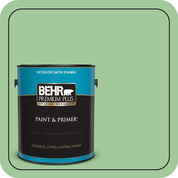 BEHR PREMIUM PLUS 1 gal. #M390-4 Gingko Satin Enamel Exterior Paint & Primer