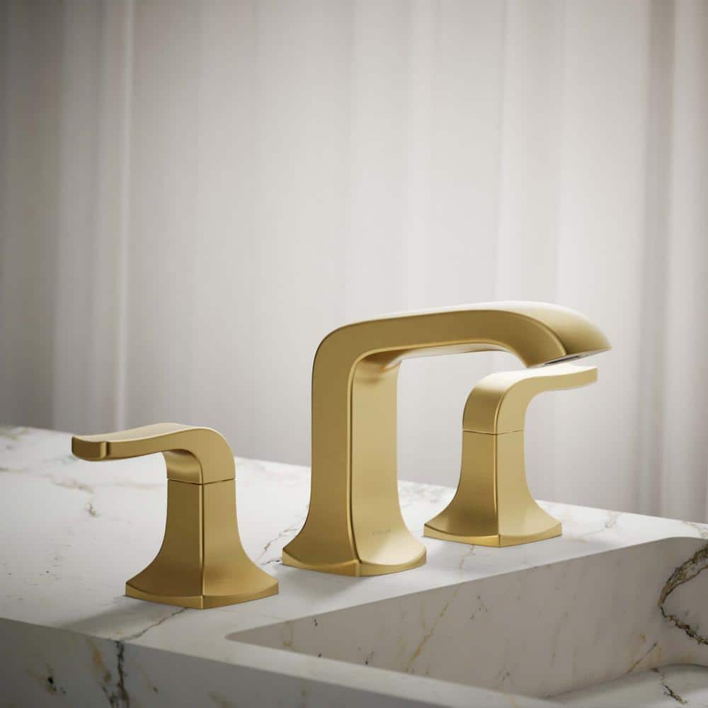 Rubicon 8 in. Widespread Double Handle Bathroom Faucet in Vibrant Brushed Brass