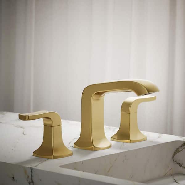 Rubicon 8 in. Widespread Double Handle Bathroom Faucet in Vibrant Brushed Moderne Brass