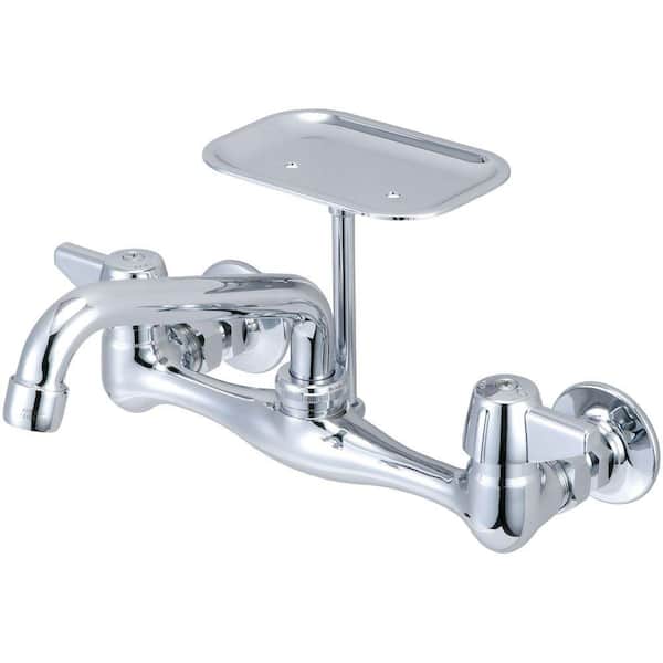Central Brass Wall-Mount 2-Handle Standard Kitchen Faucet in Chrome