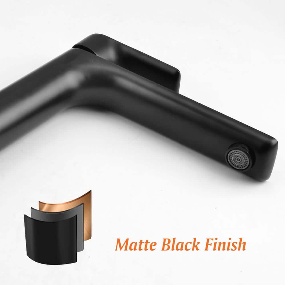 Matte Black Single-Handle Brass Bathroom Vessel Sink Faucet