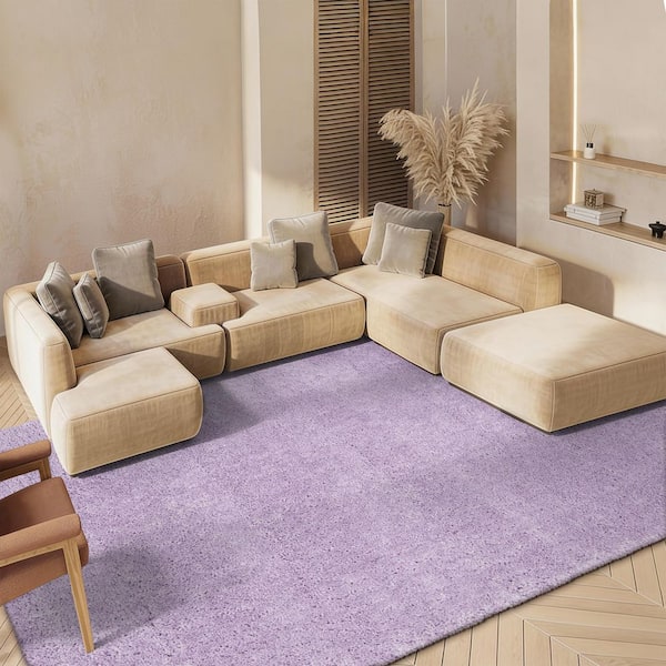 August Shag 2 ft. x 3 ft. Lilac Solid Color Area Rug
