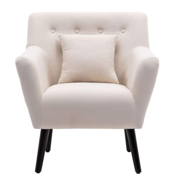 Tatahance Beige Modern Light Luxury Polyester Armchair Accent Chair with Pillows