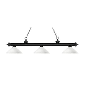 Riviera 3-Light Matte Black With Angle Matte Opal Shade Billiard Light With No Bulbs Included