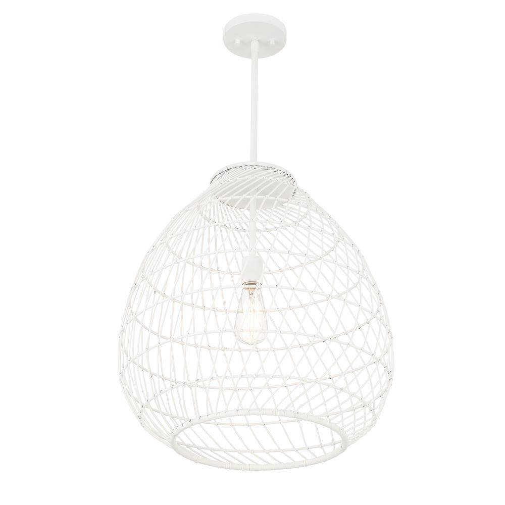 Maya Bisque White Resin Wicker 1-Light Pendant