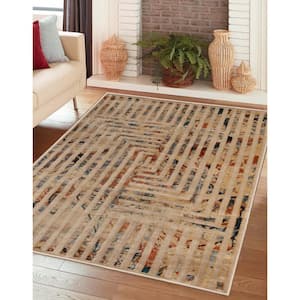 Naem Ivory 8 ft. x 10 ft. Modern Geometric Abstract Indoor Area Rug