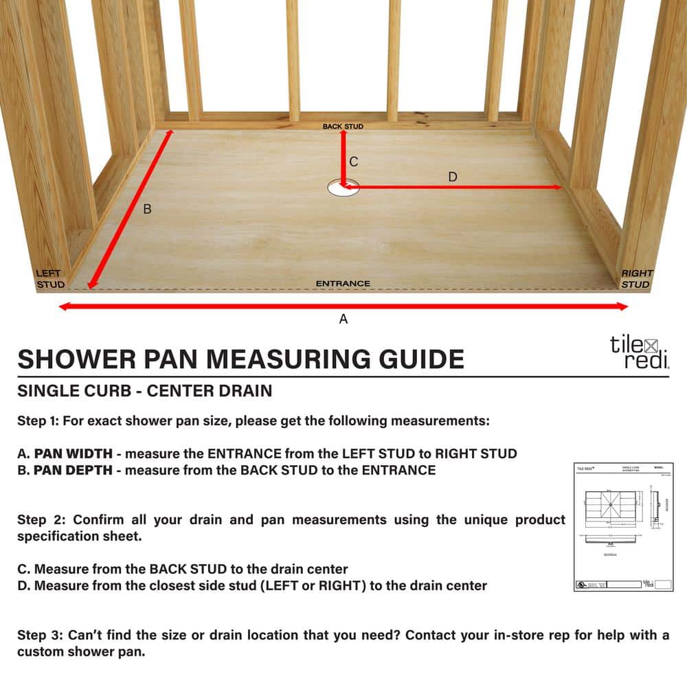 Beige PVC 48" x 36" Shower Pan with Center Drain