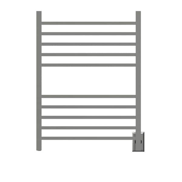 Radiant Square 10-Bar Combo Plug-in and Hardwired Electric Towel Warmer in Brushed Stainless Steel