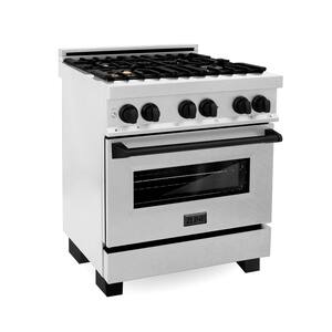 30'' 4.0 cu. ft. Dual Fuel Range with Gas Stove and Electric Oven in DuraSnow Stainless Steel with Matte Black Accents