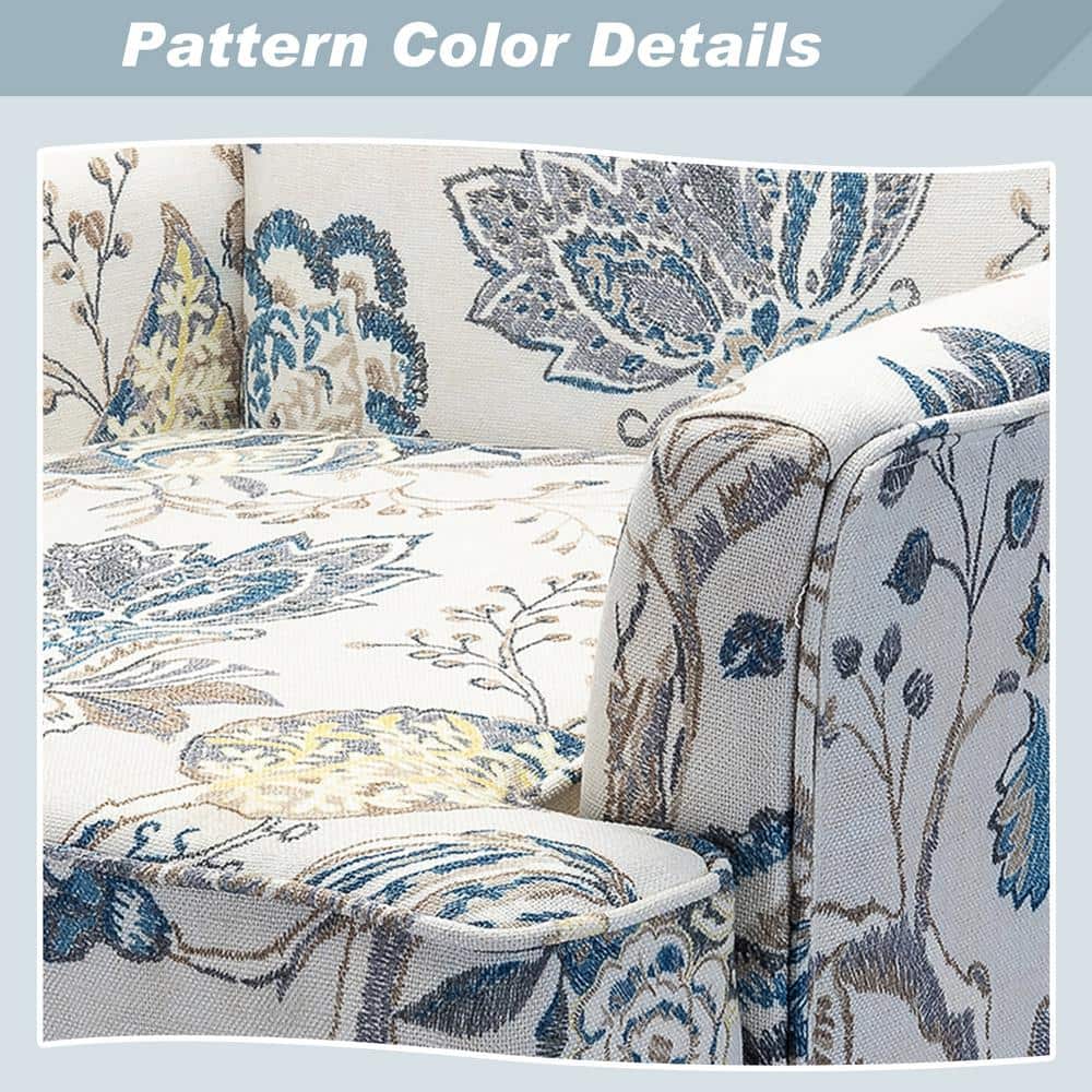 Blue and Yellow Floral Armchair with Nailhead Trim