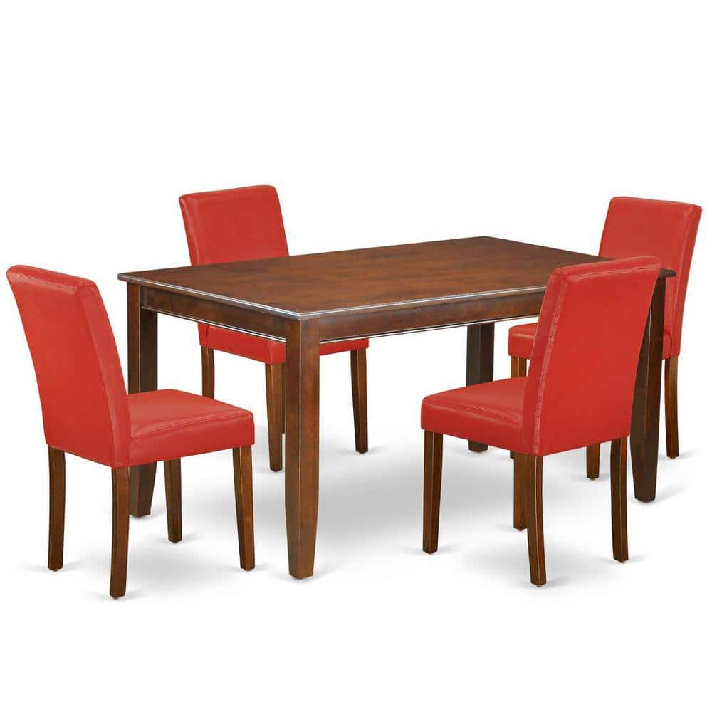 5-Piece Rectangle Mahogany Finish Solid Wood Top Dining Table with 4 Parson Chair with Lattice Back price history on PriceWatchPro