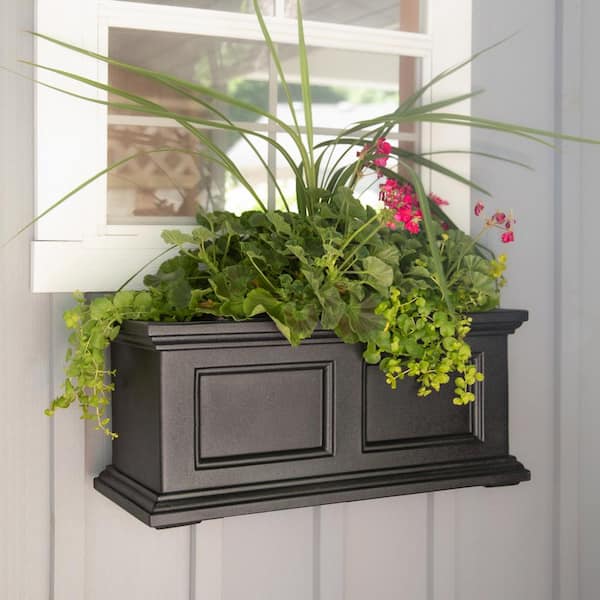 Fairfield 24 in. x 11 in. Self-Watering Black Plastic Polyethylene Window Box