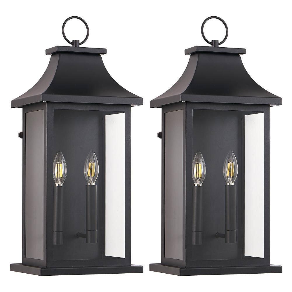 2-Pack Dusk to Dawn 22.2 in. 2-Light Matte Black Modern Outdoor Wall Sconce with Clear Glass Shade Anti-Rust for Porch price history on PriceWatchPro