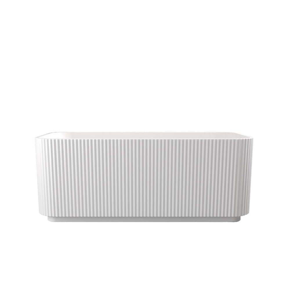 SORA 59 in. Rectangle Linear Spa-Like Freestanding Soaking Tub, Gloss White Acrylic with Overflow & Pop-Up Chrome Drain price history on PriceWatchPro