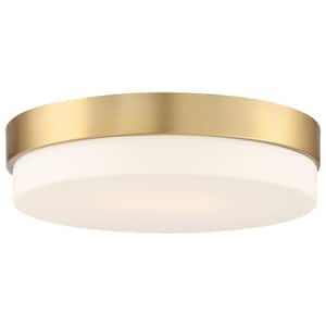 Roma 18 in. Contemporary Antique Brushed Brass, Opal Integrated LED Flush Mount
