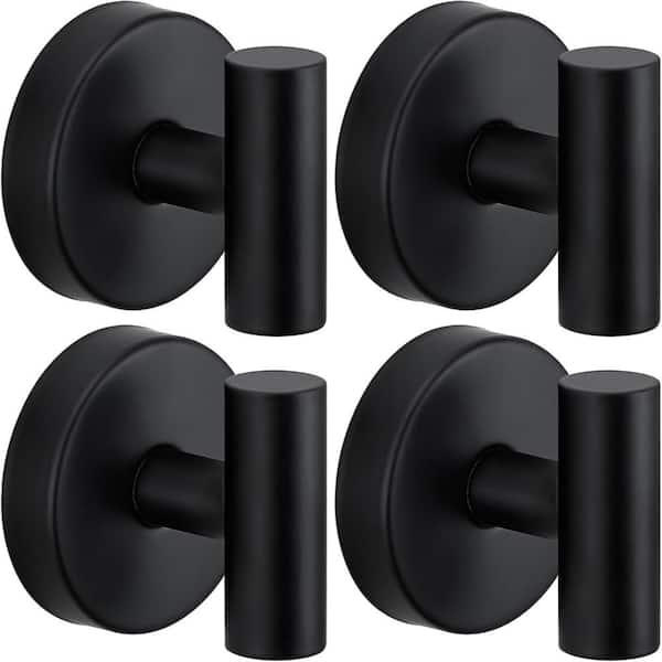 4-Pack Suction Cup Hook for Towel, Robe and Loofah, No Drill Mounting, Tile and Smooth, Non-Porous Surface, Matte Black