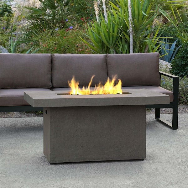 Real Flame Ventura 50 in. x 24 in. Rectangle MGO Propane Fire Pit in Glacier Gray with Natural Gas Conversion Kit