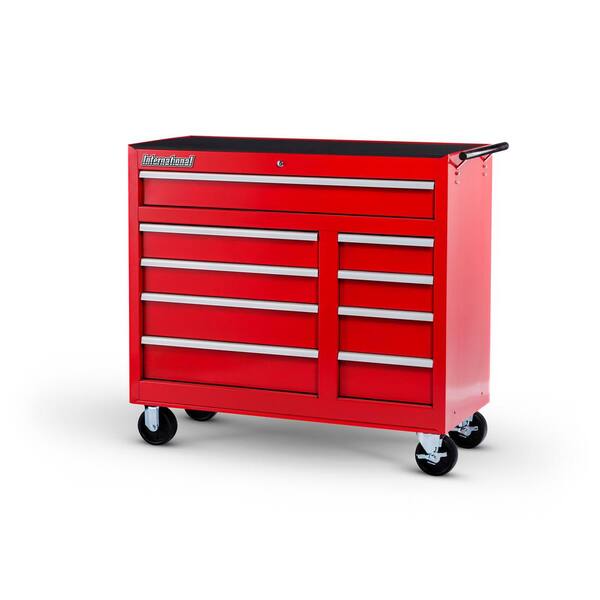 International 42 in. Workshop Series 9-Drawer Roller Cabinet Tool Chest in Red