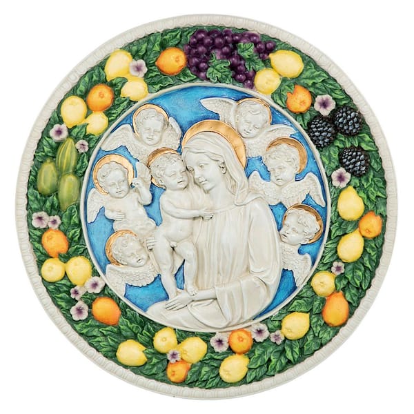 Design Toscano 17 in. x 17 in. Virgin Mary and Child Roundel Wall Sculpture