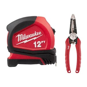 12 ft. Compact Tape Measure with 6-in-1 Pliers